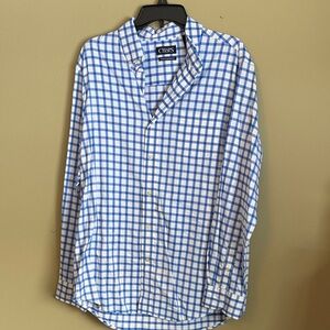 Chaps Men's Blue and White Plaid Shirt